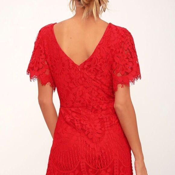 Lulus Pearson Red Lace Dress - Picture 2 of 11